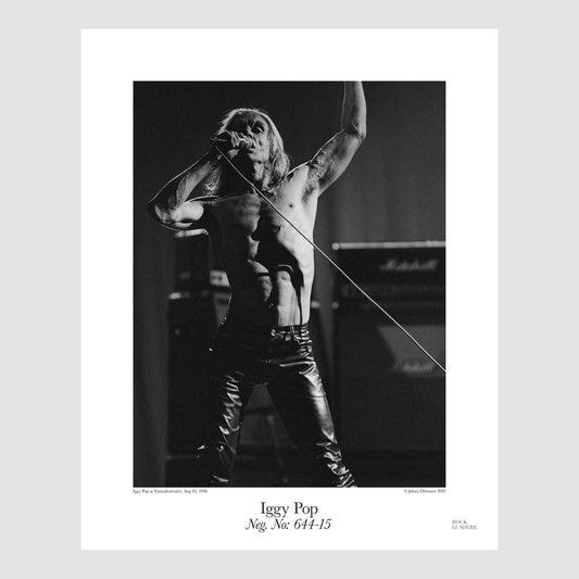 Iggy Pop onstage at Water Festival, Sweden, Aug 04, 1996. Photograph by Johan Ödmann. Rock Lumiere Editions offer beautiful Rock Photography Posters and Limited Edition Fine Art Prints.  Choose among unique b/w photographs of legendary artists and bands.  Rock, Classic Rock, Swedish Garage Rock, Heavy Metal, NWOBHM, Goth, Pop, Blues, Paisley Underground. Order your favorite music photography today. Worldwide shipping.